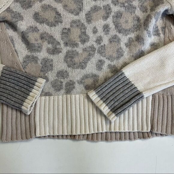 Splendid Mally Colorblock Sweater Leopard Animal Print Neutral Small - Picture 9 of 10